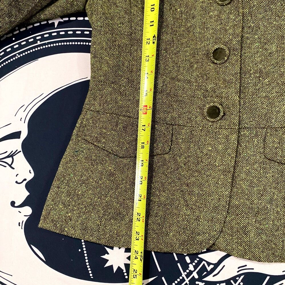 Kasper Blazer Jacket Women's 4 Green Wool Tweed 3-Button Business Preppy Career - Picture 6 of 10